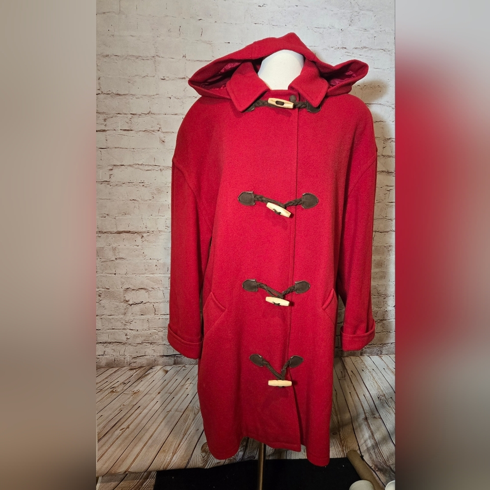 Vtg Talbots Red Toggle Coat
